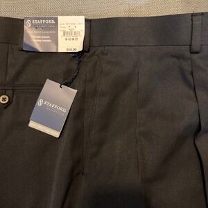 Stafford Essentials Mens Classic Fit Black Gabardine Dress Pants Size 42x32
